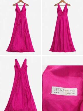 Ieena Mac Duggal Fuchsia Satin Gown Size 8 Formal Prom Dress